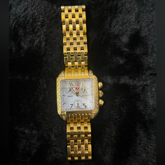 MICHELE DECO 18k PLATED STAINLESS STEEL WITH MOTHER OF PEARL AND DIAMONDS. - Picture 5 of 7